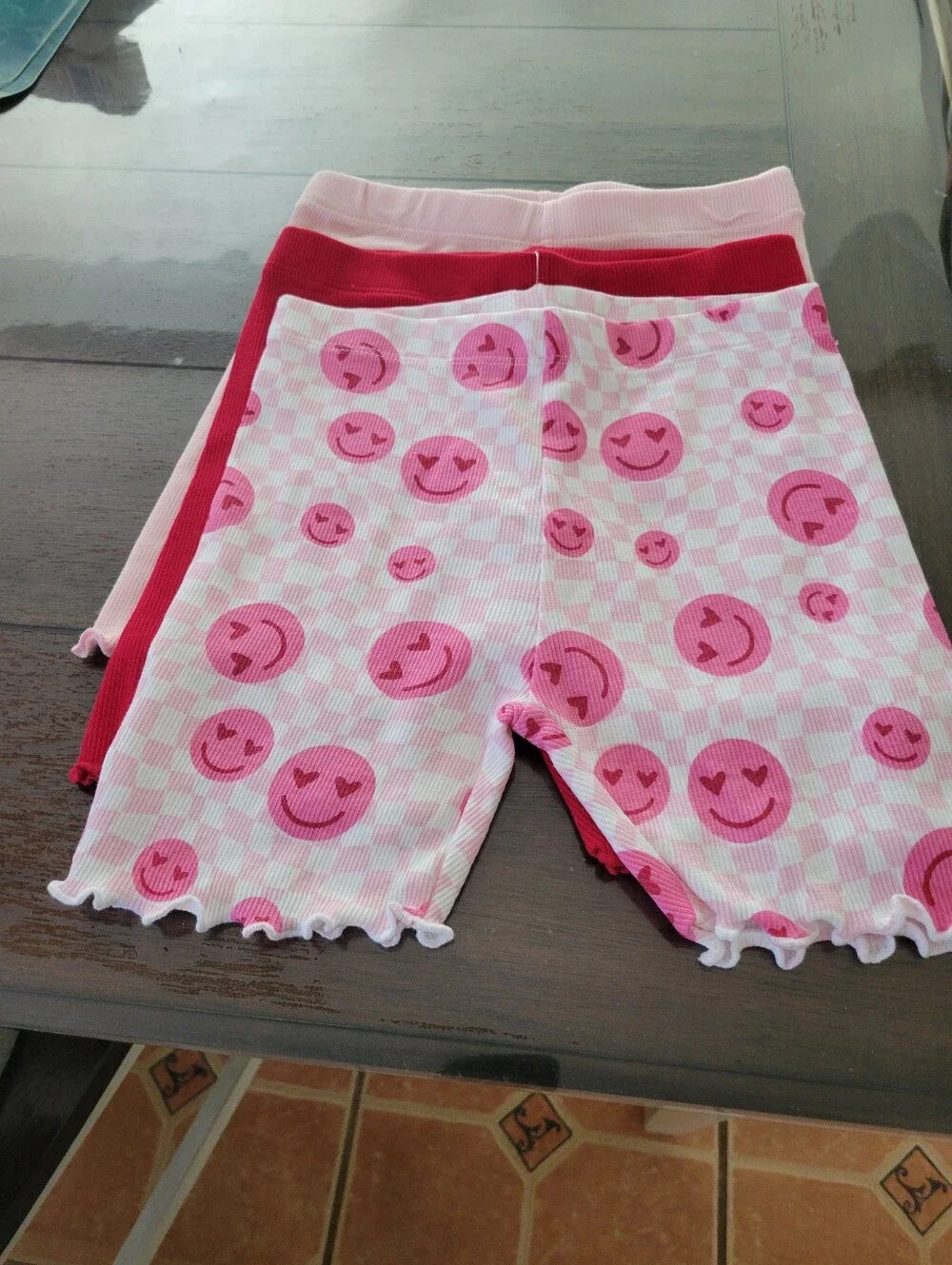Girls' Pink Smiley Heart Eyes Pajama Shorts - Pack of 3